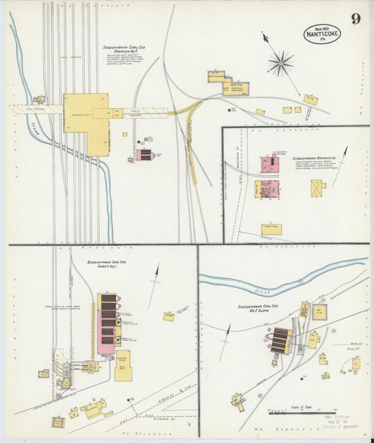 Sanborn Fire Insurance Map from Nanticoke, Luzerne County, Pennsylvania (1903), Sheet #0009 - Historic Sanborn Fire Insurance Map Print, vintage old map wall art, antique decor, genealogy gift, Pennsylvania Pennsylvania map