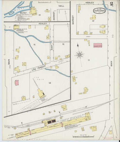 Sanborn Fire Insurance Map from Carthage, Rush County, Indiana (1892), Sheet #0002 - Historic Sanborn Fire Insurance Map Print, vintage old map wall art, antique decor, genealogy gift, Indiana Indiana map