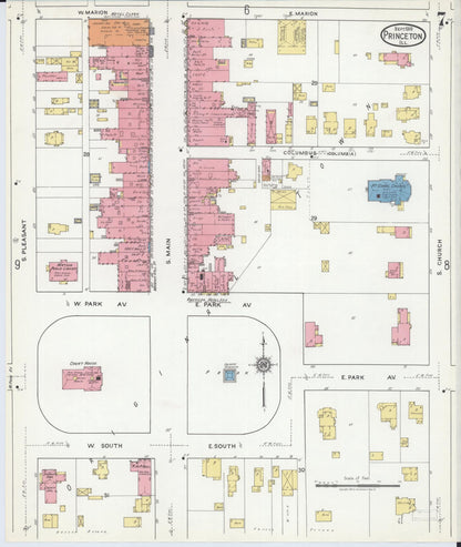 Sanborn Fire Insurance Map from Princeton, Bureau County, Illinois (1918), Sheet #0007 - Complete Map Set gallery image, historic Sanborn map, vintage wall art, Illinois Illinois