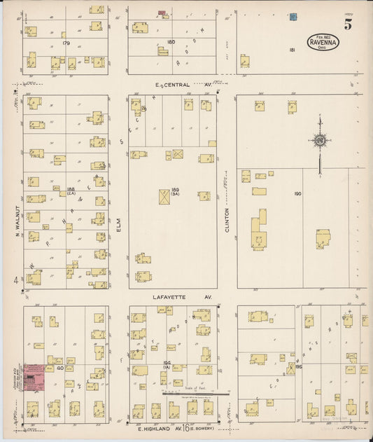 Sanborn Fire Insurance Map from Ravenna, Portage County, Ohio (1922), Sheet #0005 - Historic Sanborn Fire Insurance Map Print, vintage old map wall art, antique decor, genealogy gift, Ohio Ohio map