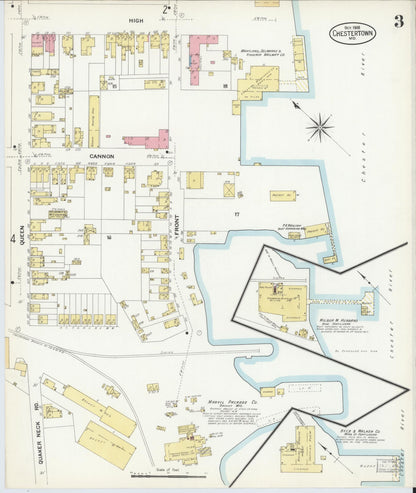 Sanborn Fire Insurance Map from Chestertown, Kent County, Maryland (1908), Sheet #0003 - Complete Map Set gallery image, historic Sanborn map, vintage wall art, Maryland Maryland