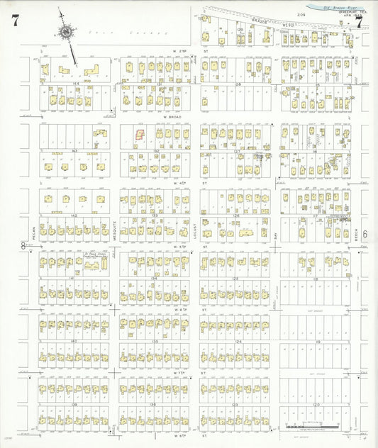 Sanborn Fire Insurance Map from Freeport, Brazoria County, Texas (1943), Sheet #0007 - Historic Sanborn Fire Insurance Map Print, vintage old map wall art, antique decor, genealogy gift, Texas Texas map