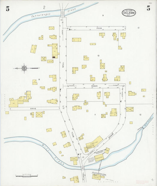 Sanborn Fire Insurance Map from Delevan, Cattaraugus County, New York (1929), Sheet #0005 - Historic Sanborn Fire Insurance Map Print, vintage old map wall art, antique decor, genealogy gift, New York New York map