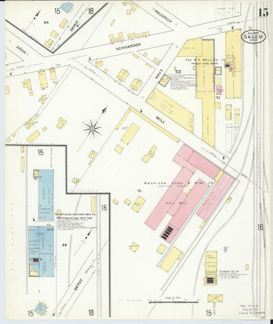 Sanborn Fire Insurance Map from Salem, Columbiana County, Ohio (1909), Sheet #0015 - Historic Sanborn Fire Insurance Map Print, vintage old map wall art, antique decor, genealogy gift, Ohio Ohio map