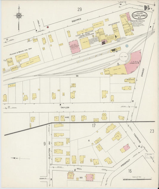 Sanborn Fire Insurance Map from Cortland, Cortland County, New York (1915), Sheet #0016 - Historic Sanborn Fire Insurance Map Print, vintage old map wall art, antique decor, genealogy gift, New York New York map
