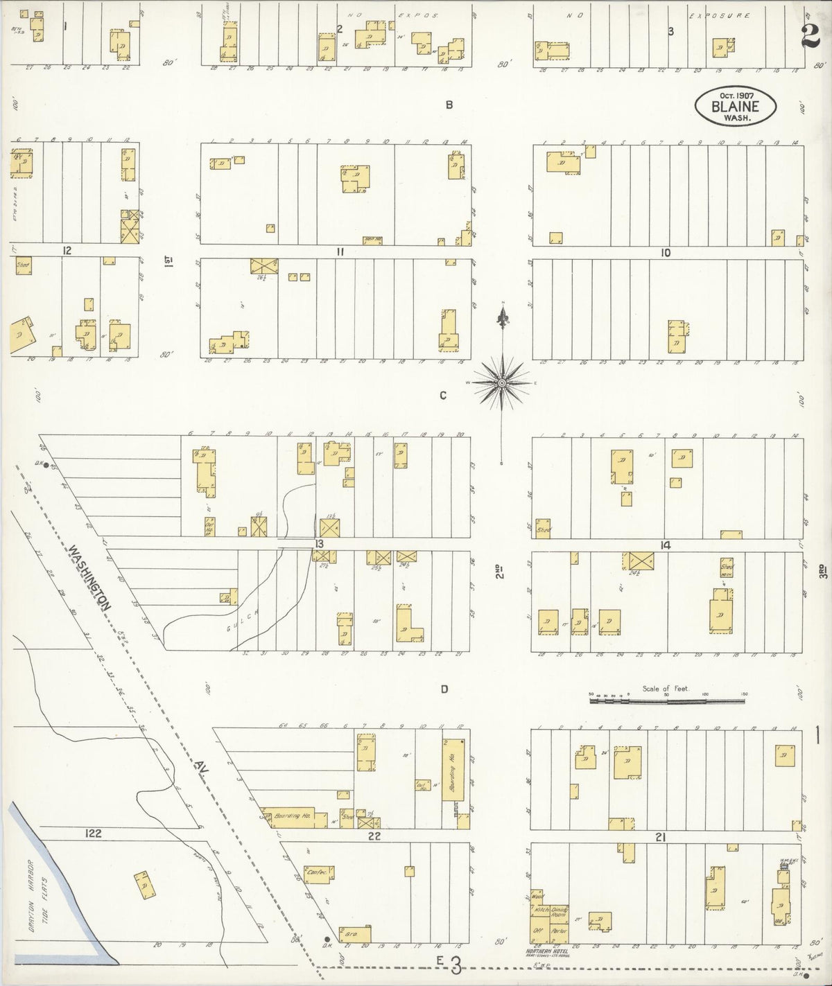 Sanborn Fire Insurance Map from Blaine, Whatcom County, Washington (1907), Sheet #0002 - Historic Sanborn Fire Insurance Map Print, vintage old map wall art, antique decor, genealogy gift, Washington Washington map