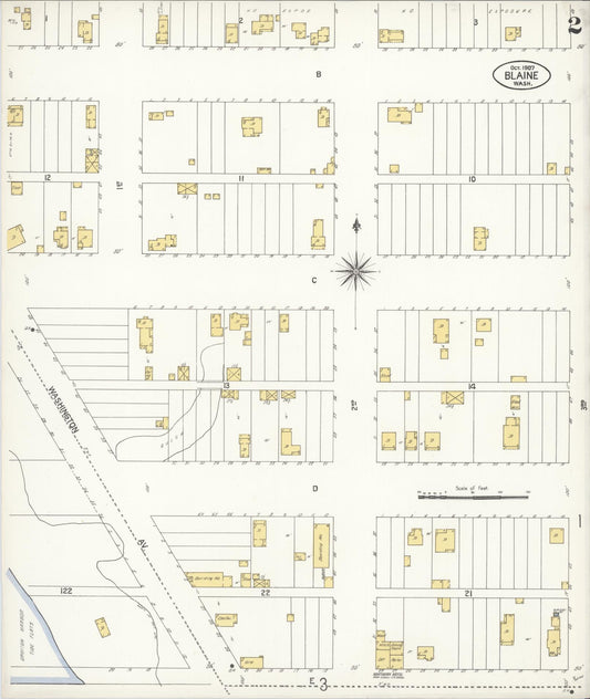Sanborn Fire Insurance Map from Blaine, Whatcom County, Washington (1907), Sheet #0002 - Historic Sanborn Fire Insurance Map Print, vintage old map wall art, antique decor, genealogy gift, Washington Washington map
