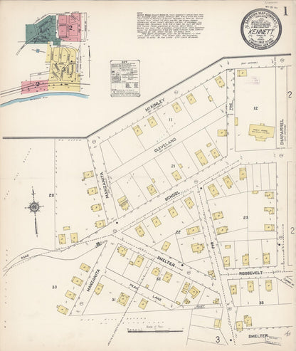 Sanborn Fire Insurance Map from Kennett, Shasta County, California (1912), Sheet #0001 - Complete Map Set gallery image, historic Sanborn map, vintage wall art, California California