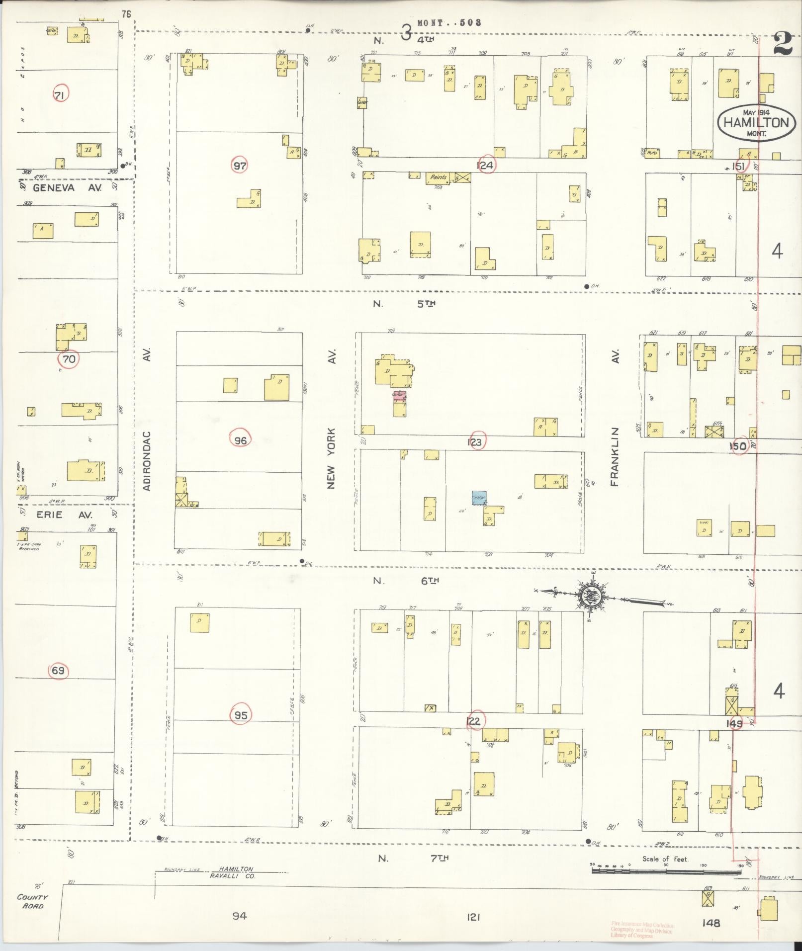 Sanborn Fire Insurance Map from Hamilton, Ravalli County, Montana (1944), Sheet #0002 - Historic Sanborn Fire Insurance Map Print, vintage old map wall art, antique decor, genealogy gift, Montana Montana map