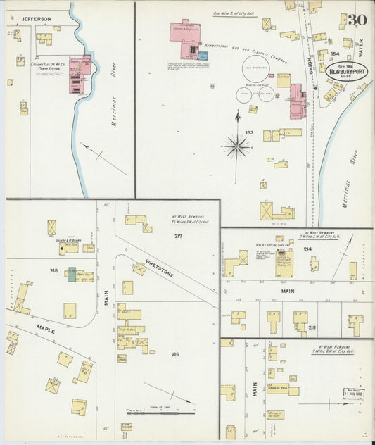 Sanborn Fire Insurance Map from Newburyport, Essex County, Massachusetts (1906), Sheet #0030 - Historic Sanborn Fire Insurance Map Print, vintage old map wall art, antique decor, genealogy gift, Massachusetts Massachusetts map