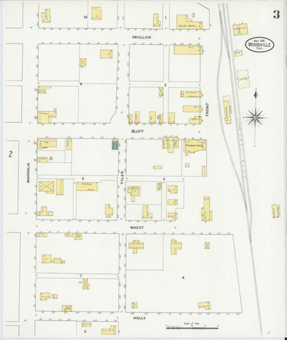 Sanborn Fire Insurance Map from Woodville, Tyler County, Texas (1909), Sheet #0003 - Complete Map Set gallery image, historic Sanborn map, vintage wall art, Texas Texas