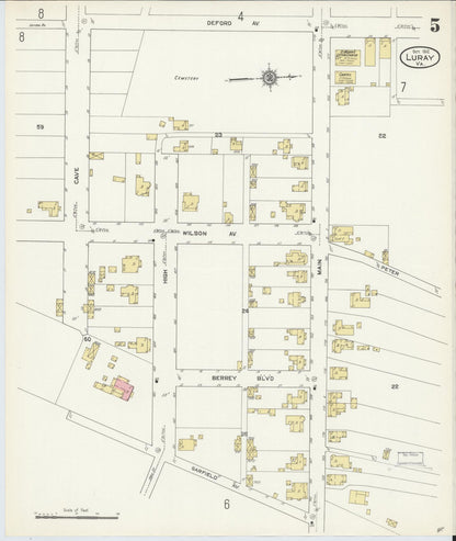 Sanborn Fire Insurance Map from Luray, Page County, Virginia (1912), Sheet #0005 - Complete Map Set gallery image, historic Sanborn map, vintage wall art, Virginia Virginia