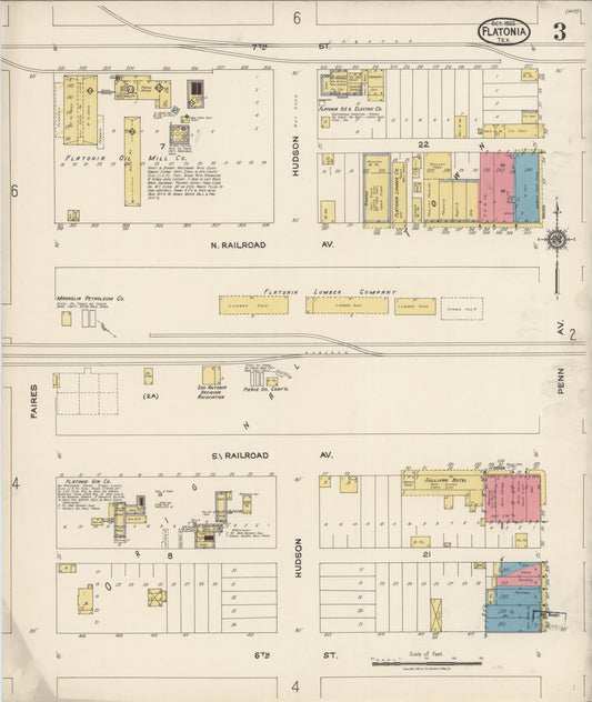 Sanborn Fire Insurance Map from Flatonia, Fayette County, Texas (1922), Sheet #0003 - Historic Sanborn Fire Insurance Map Print, vintage old map wall art, antique decor, genealogy gift, Texas Texas map