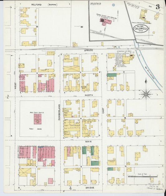 Sanborn Fire Insurance Map from Caldwell, Noble County, Ohio (1905), Sheet #0003 - Historic Sanborn Fire Insurance Map Print, vintage old map wall art, antique decor, genealogy gift, Ohio Ohio map