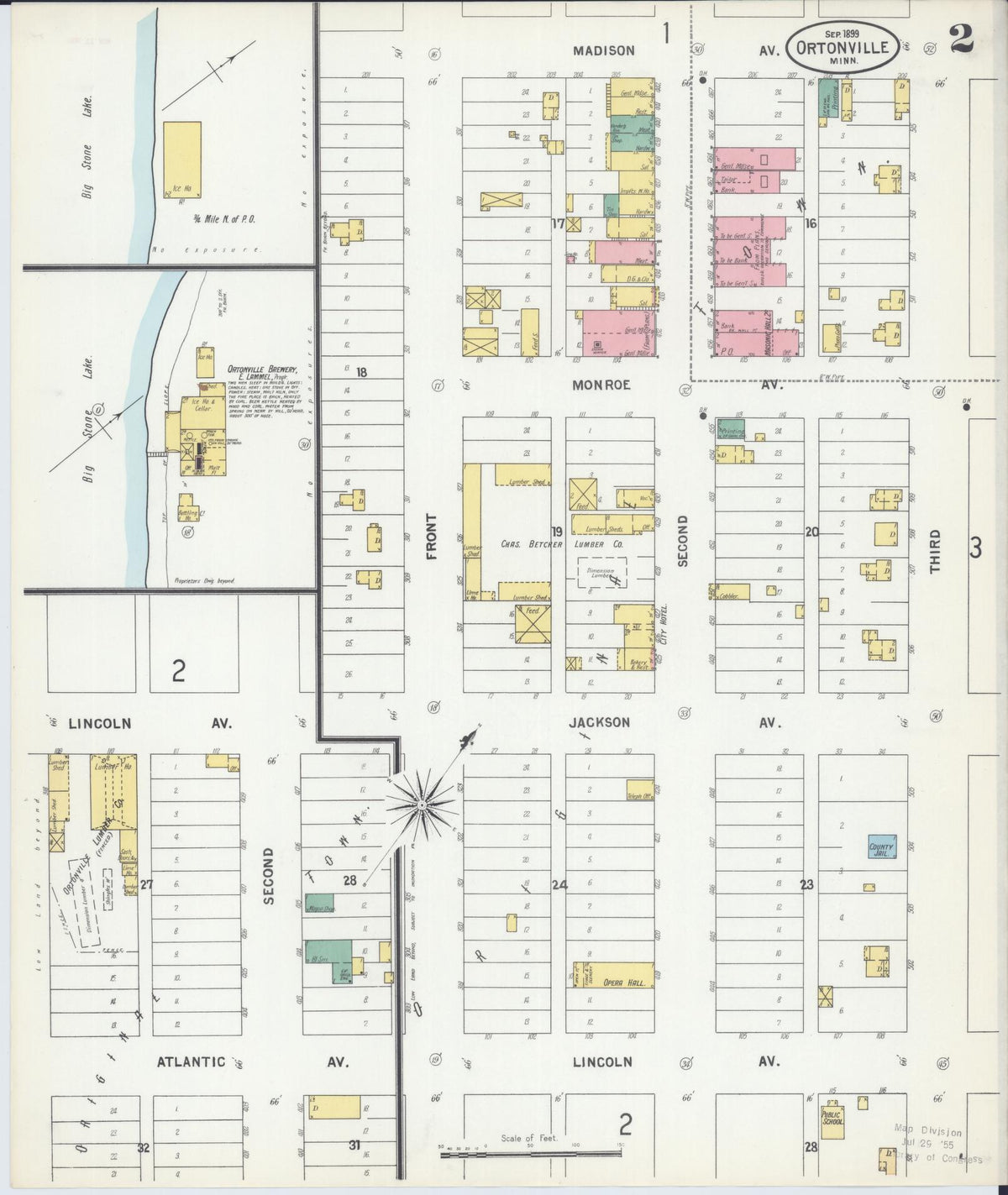 Sanborn Fire Insurance Map from Ortonville, Big Stone County, Minnesota (1899), Sheet #0002 - Complete Map Set gallery image, historic Sanborn map, vintage wall art, Minnesota Minnesota
