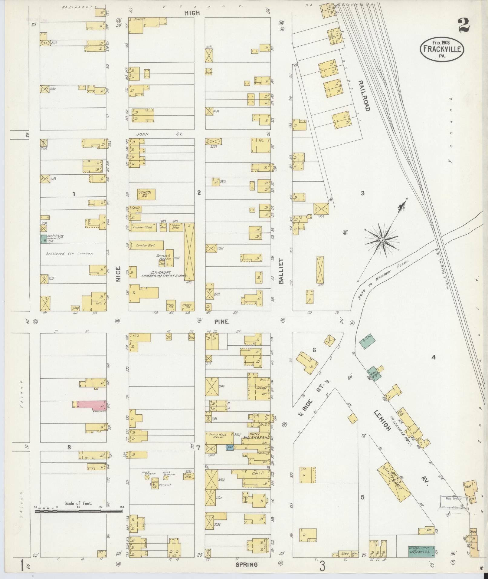 Sanborn Fire Insurance Map from Frackville, Schuylkill County, Pennsylvania (1903), Sheet #0002 - Historic Sanborn Fire Insurance Map Print, vintage old map wall art, antique decor, genealogy gift, Pennsylvania Pennsylvania map