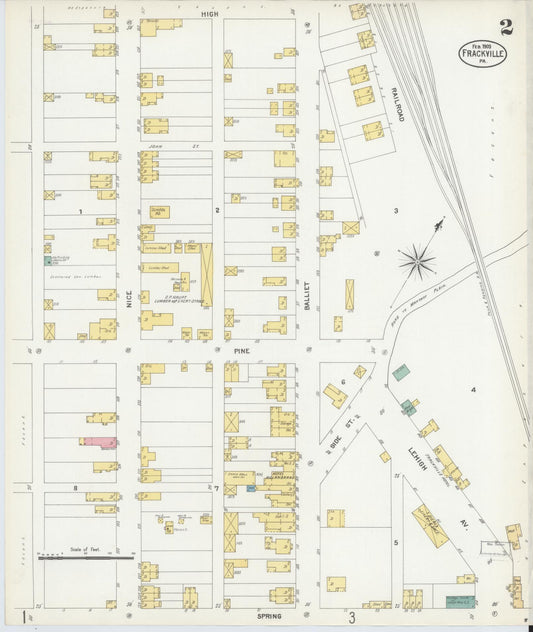 Sanborn Fire Insurance Map from Frackville, Schuylkill County, Pennsylvania (1903), Sheet #0002 - Historic Sanborn Fire Insurance Map Print, vintage old map wall art, antique decor, genealogy gift, Pennsylvania Pennsylvania map