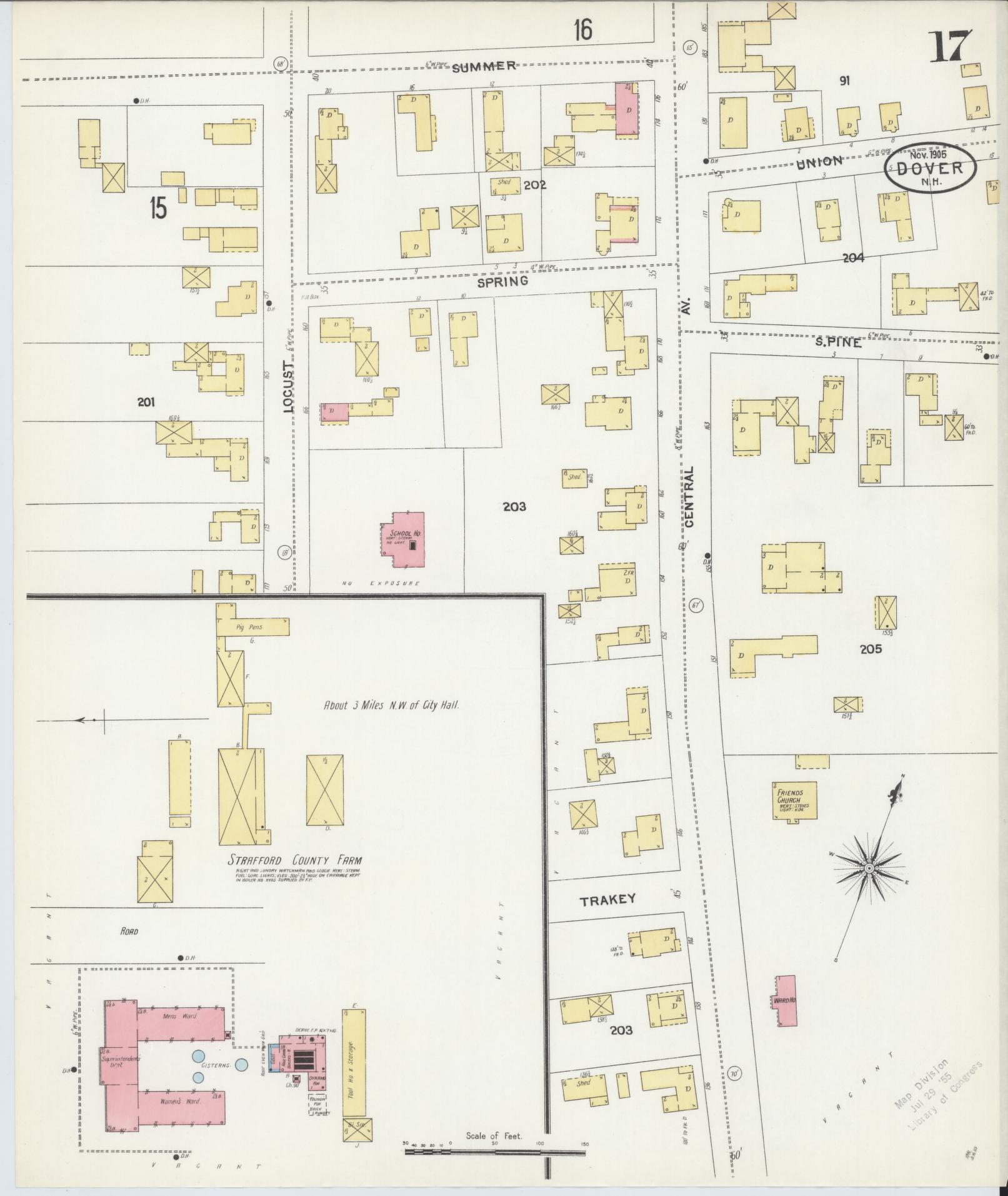 Sanborn Fire Insurance Map from Dover, Strafford County, New Hampshire (1905), Sheet #0017 - Complete Map Set gallery image, historic Sanborn map, vintage wall art, New Hampshire New Hampshire