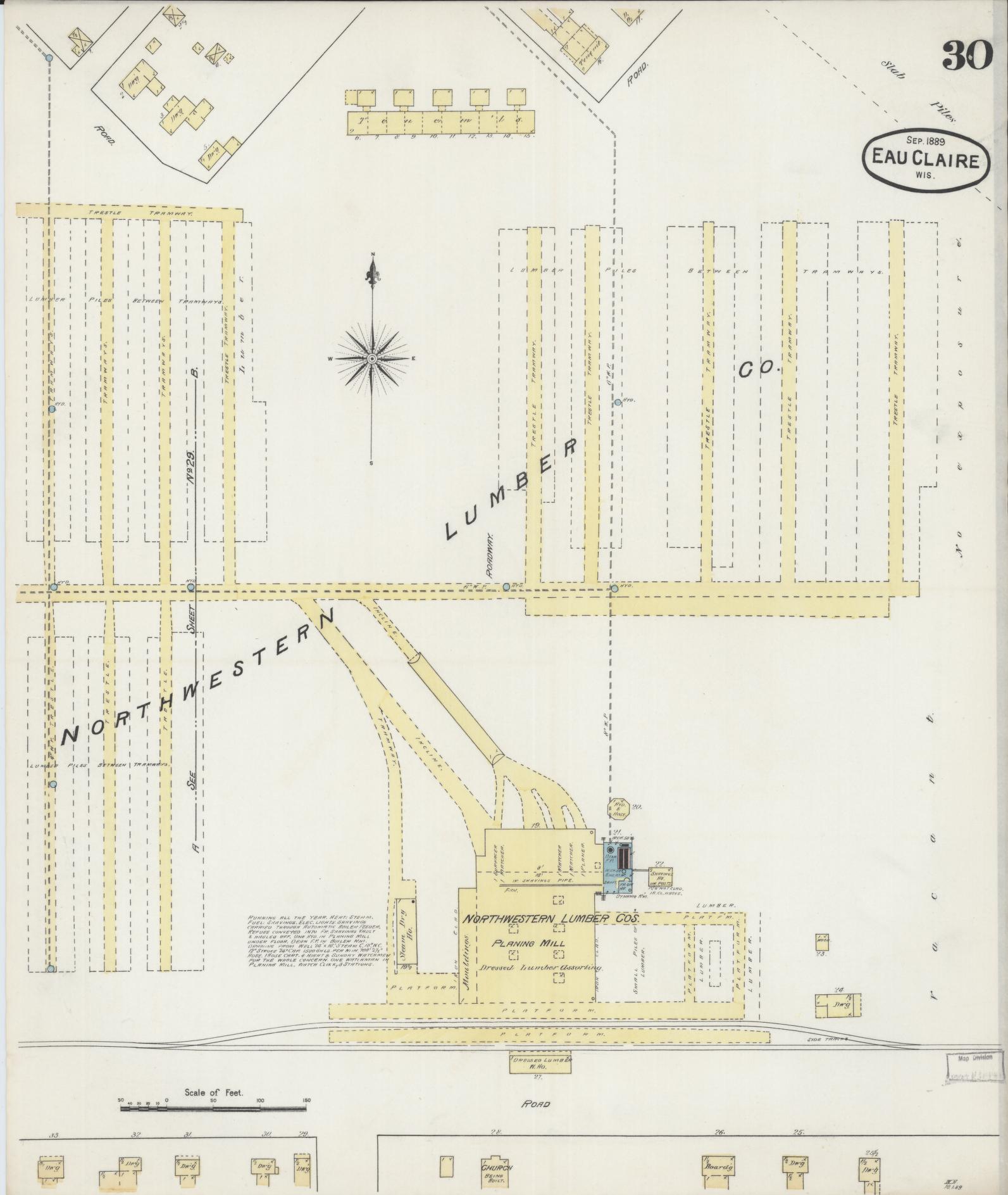 Sanborn Fire Insurance Map from Eau Claire, Eau Claire County, Wisconsin (1889), Sheet #0030 - Complete Map Set gallery image, historic Sanborn map, vintage wall art, Wisconsin Wisconsin