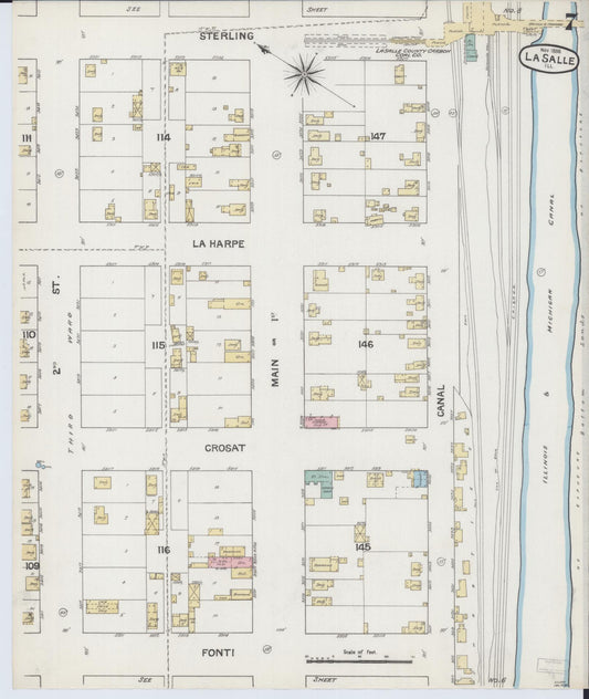 Sanborn Fire Insurance Map from La Salle, La Salle County, Illinois (1888), Sheet #0007 - Historic Sanborn Fire Insurance Map Print, vintage old map wall art, antique decor, genealogy gift, Illinois Illinois map