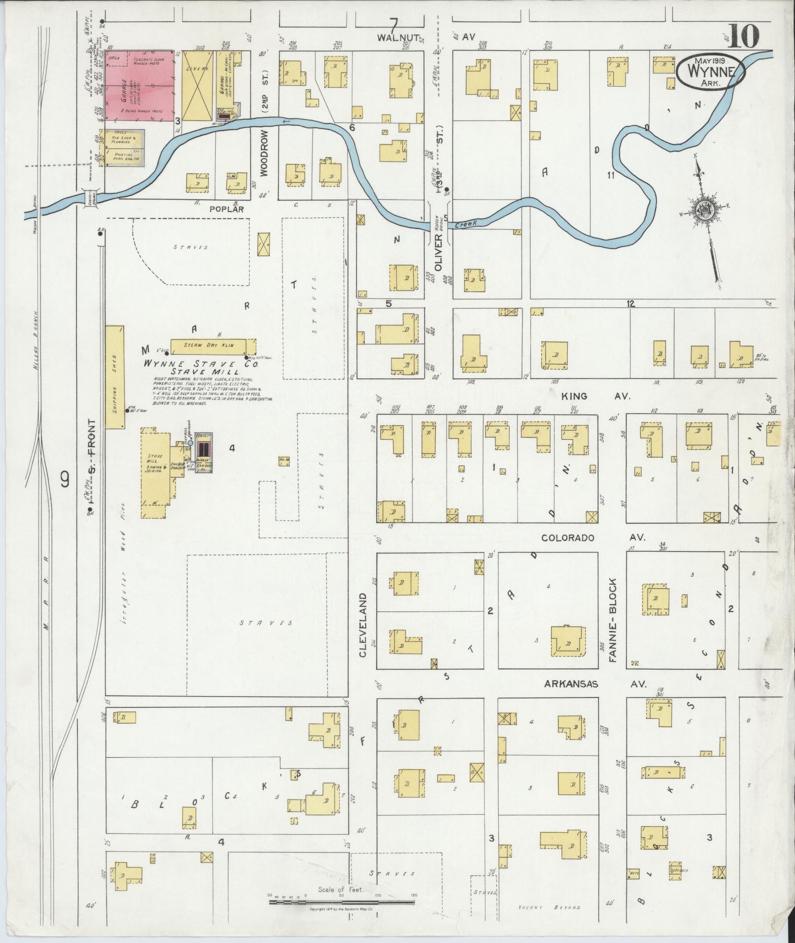 Sanborn Fire Insurance Map from Wynne, Cross County, Arkansas (1919), Sheet #0010 - Historic Sanborn Fire Insurance Map Print, vintage old map wall art, antique decor, genealogy gift, Arkansas Arkansas map