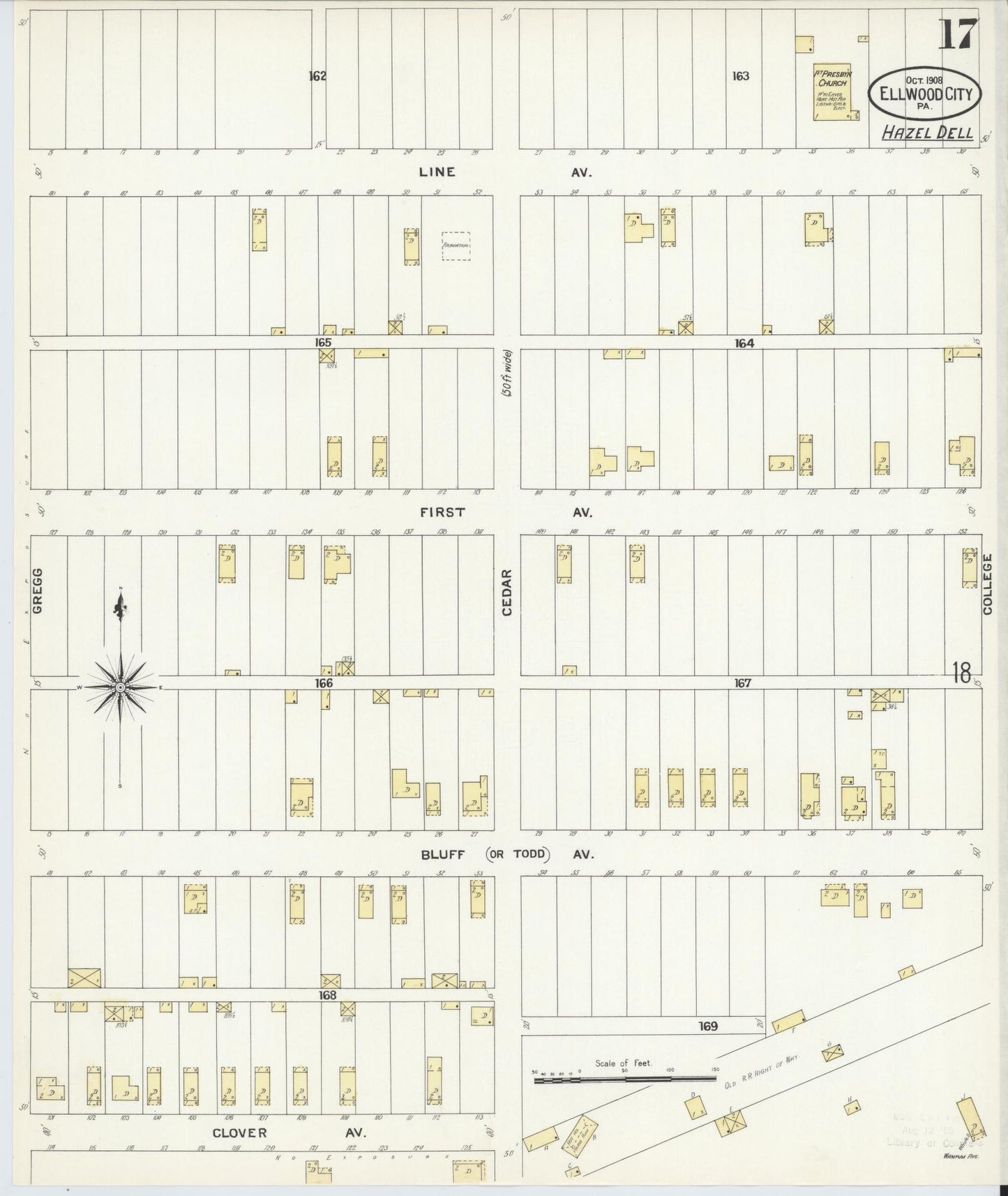 Sanborn Fire Insurance Map from Ellwood City, Lawrence County, Pennsylvania (1908), Sheet #0017 - Historic Sanborn Fire Insurance Map Print, vintage old map wall art, antique decor, genealogy gift, Pennsylvania Pennsylvania map