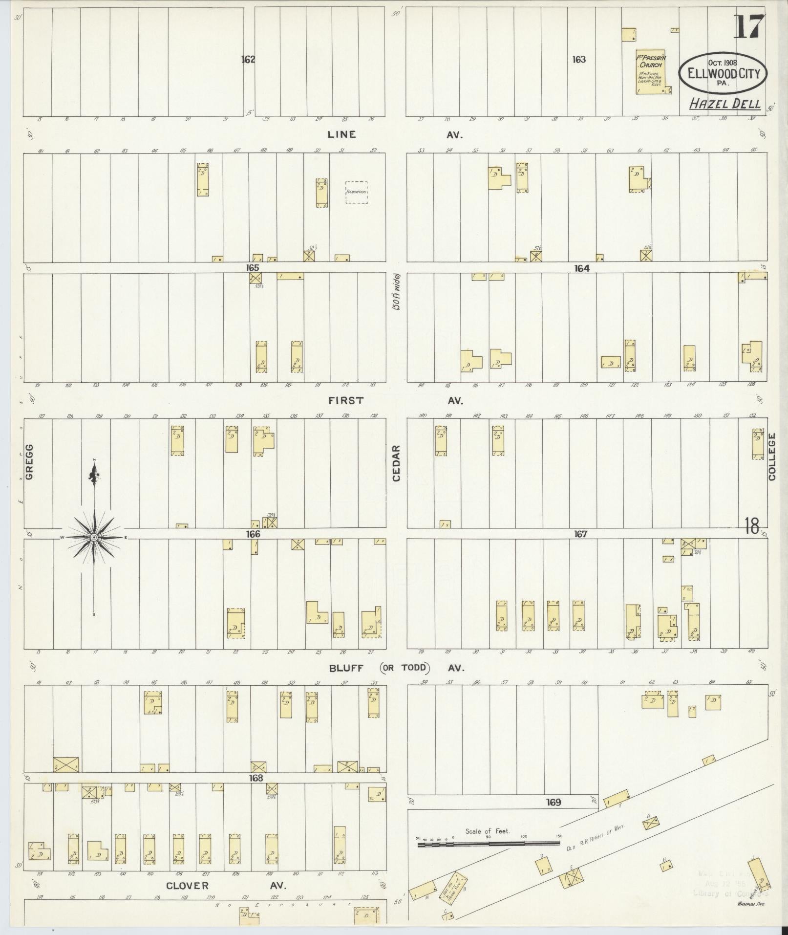 Sanborn Fire Insurance Map from Ellwood City, Lawrence County, Pennsylvania (1908), Sheet #0017 - Historic Sanborn Fire Insurance Map Print, vintage old map wall art, antique decor, genealogy gift, Pennsylvania Pennsylvania map
