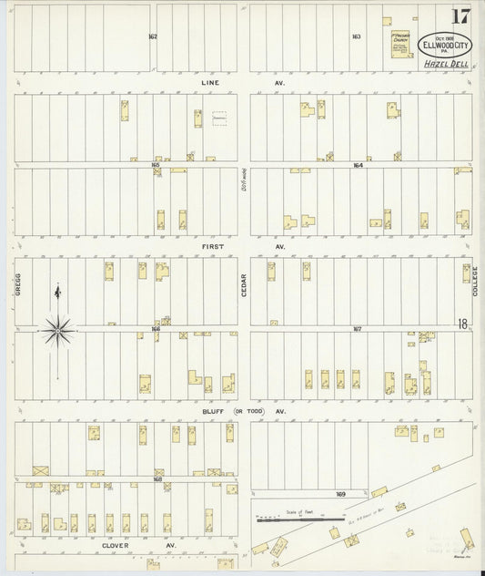 Sanborn Fire Insurance Map from Ellwood City, Lawrence County, Pennsylvania (1908), Sheet #0017 - Historic Sanborn Fire Insurance Map Print, vintage old map wall art, antique decor, genealogy gift, Pennsylvania Pennsylvania map