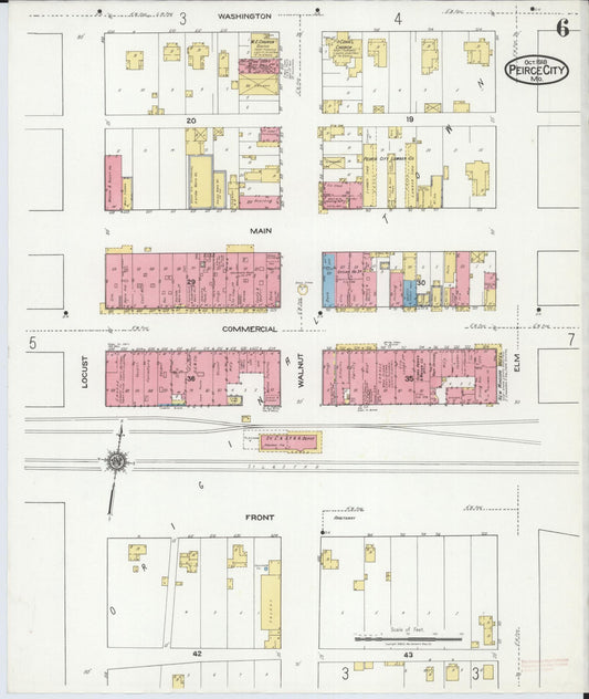 Sanborn Fire Insurance Map from Pierce City, Lawrence County, Missouri (1918), Sheet #0006 - Historic Sanborn Fire Insurance Map Print, vintage old map wall art, antique decor, genealogy gift, Missouri Missouri map
