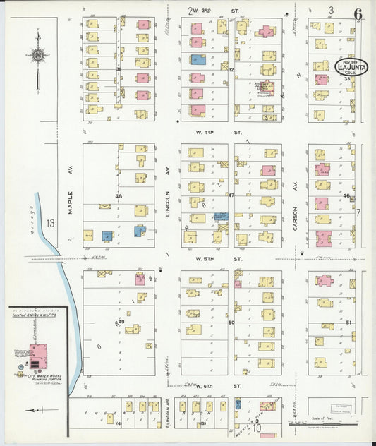 Sanborn Fire Insurance Map from La Junta, Otero County, Colorado (1919), Sheet #0006 - Historic Sanborn Fire Insurance Map Print, vintage old map wall art, antique decor, genealogy gift, Colorado Colorado map