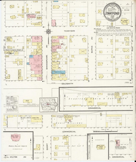 Sanborn Fire Insurance Map from Stratford, Hamilton County, Iowa (1915), Sheet #0001 - Historic Sanborn Fire Insurance Map Print, vintage old map wall art