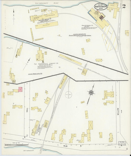 Sanborn Fire Insurance Map from North Anson, Somerset County, Maine (1911), Sheet #0002 - Historic Sanborn Fire Insurance Map Print, vintage old map wall art, antique decor, genealogy gift, Maine Maine map