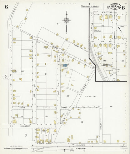 Sanborn Fire Insurance Map from Mcrae, Telfair County, Georgia (1924), Sheet #0006 - Complete Map Set gallery image, historic Sanborn map, vintage wall art, Georgia Georgia
