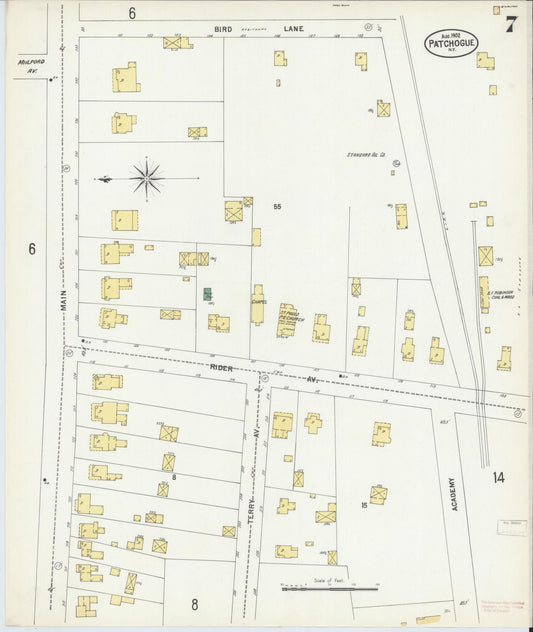 Sanborn Fire Insurance Map from Patchogue, Suffolk County, New York (1902), Sheet #0007 - Historic Sanborn Fire Insurance Map Print, vintage old map wall art, antique decor, genealogy gift, New York New York map