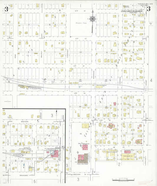 Sanborn Fire Insurance Map from Pawnee City, Pawnee County, Nebraska (1943), Sheet #0003 - Historic Sanborn Fire Insurance Map Print, vintage old map wall art, antique decor, genealogy gift, Nebraska Nebraska map