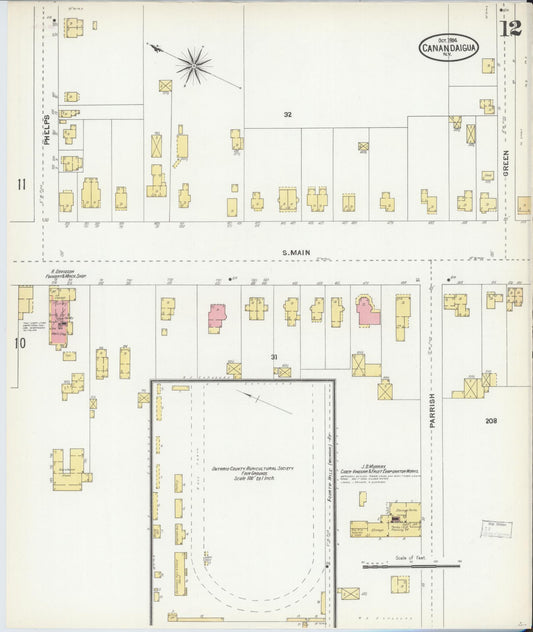 Sanborn Fire Insurance Map from Canandaigua, Ontario County, New York (1904), Sheet #0012 - Historic Sanborn Fire Insurance Map Print, vintage old map wall art, antique decor, genealogy gift, New York New York map