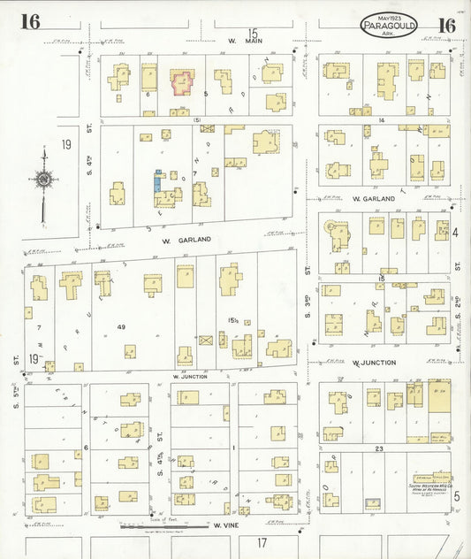 Sanborn Fire Insurance Map from Paragould, Greene County, Arkansas (1923), Sheet #0016 - Historic Sanborn Fire Insurance Map Print, vintage old map wall art, antique decor, genealogy gift, Arkansas Arkansas map