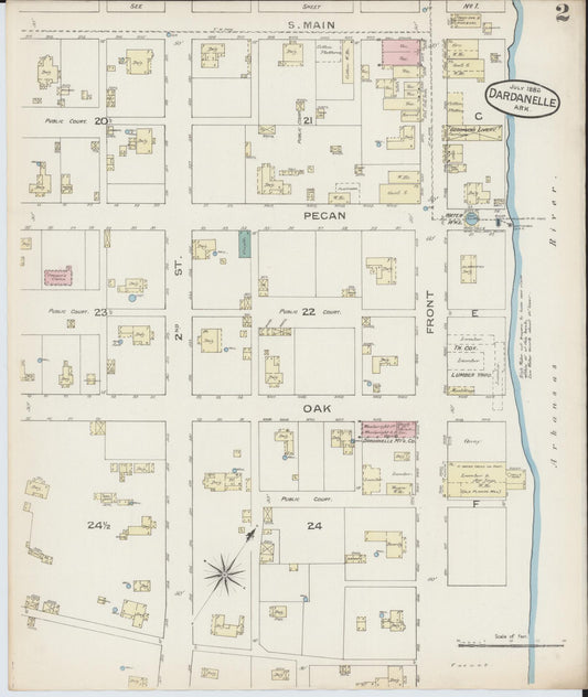 Sanborn Fire Insurance Map from Dardanelle, Yell County, Arkansas (1886), Sheet #0002 - Historic Sanborn Fire Insurance Map Print, vintage old map wall art, antique decor, genealogy gift, Arkansas Arkansas map
