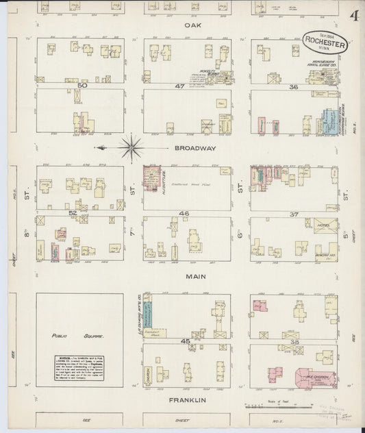 Sanborn Fire Insurance Map from Rochester, Olmsted County, Minnesota (1884), Sheet #0004 - Historic Sanborn Fire Insurance Map Print, vintage old map wall art, antique decor, genealogy gift, Minnesota Minnesota map