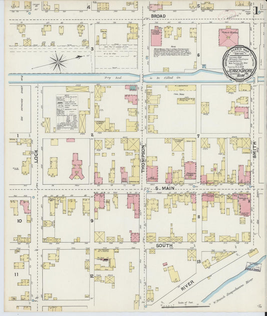 Sanborn Fire Insurance Map from Jersey Shore, Lycoming County, Pennsylvania (1891), Sheet #0001 - Historic Sanborn Fire Insurance Map Print, vintage old map wall art, antique decor, genealogy gift, Pennsylvania Pennsylvania map