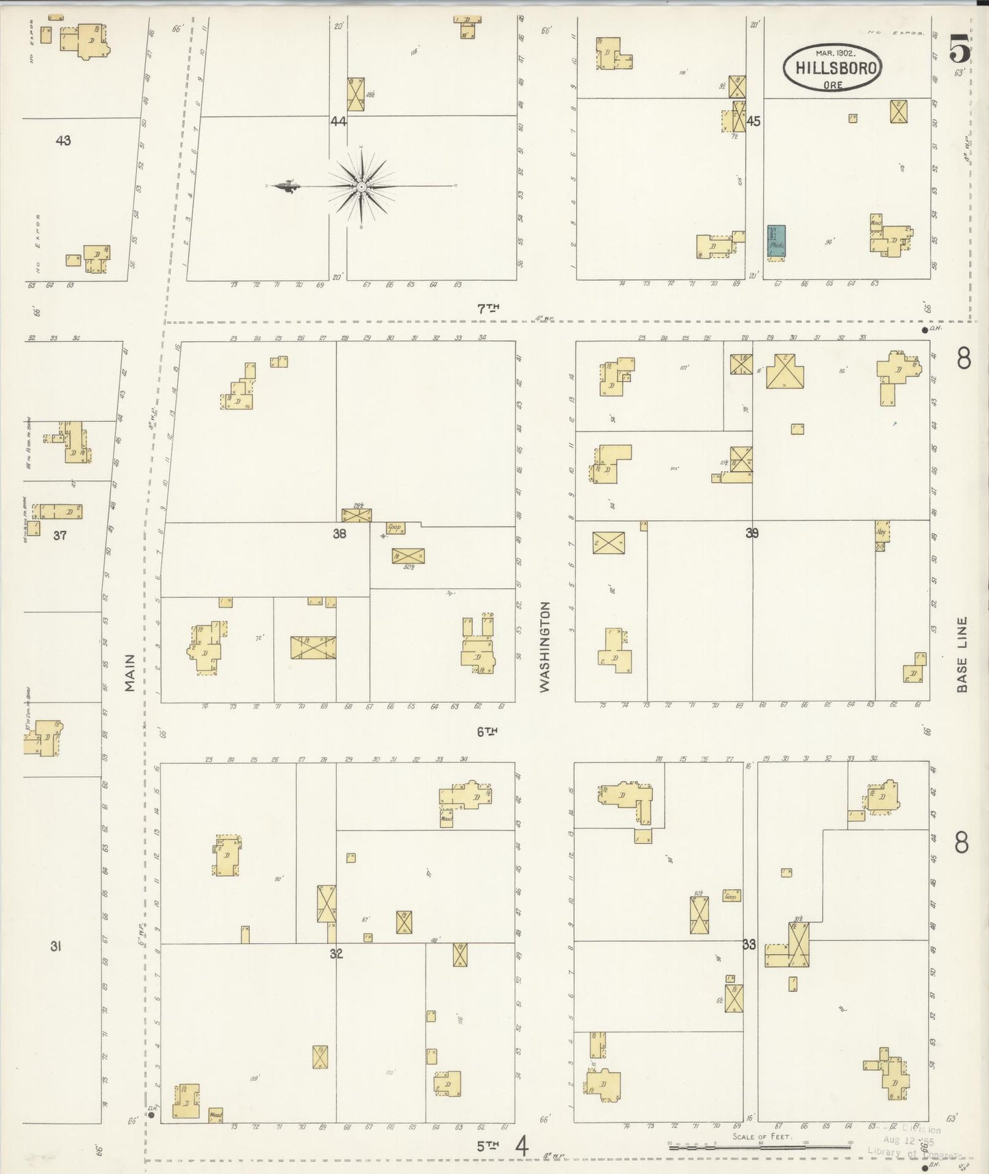 Sanborn Fire Insurance Map from Hillsboro, Washington County, Oregon (1902), Sheet #0005 - Complete Map Set gallery image, historic Sanborn map, vintage wall art, Oregon Oregon