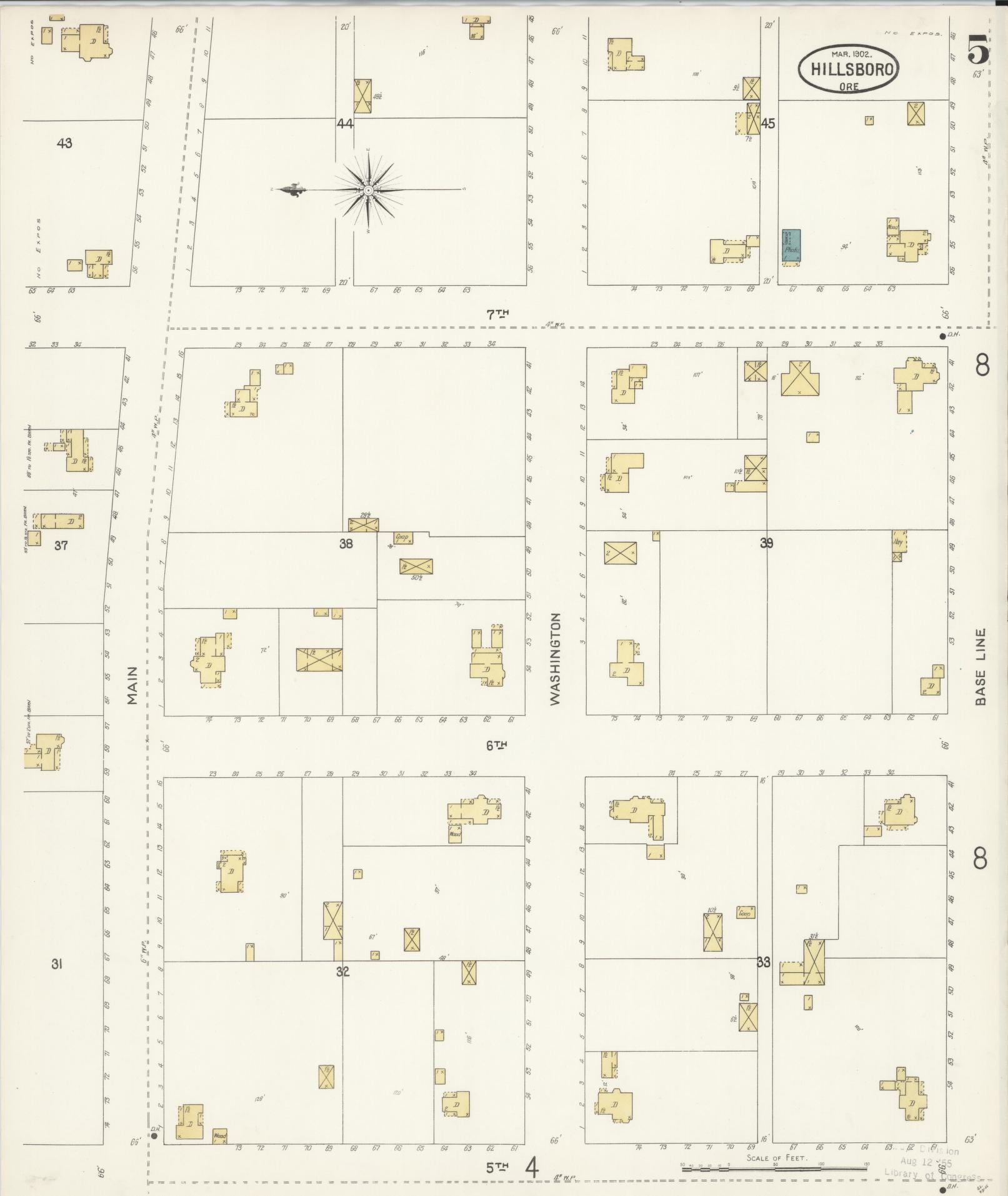 Sanborn Fire Insurance Map from Hillsboro, Washington County, Oregon (1902), Sheet #0005 - Complete Map Set gallery image, historic Sanborn map, vintage wall art, Oregon Oregon