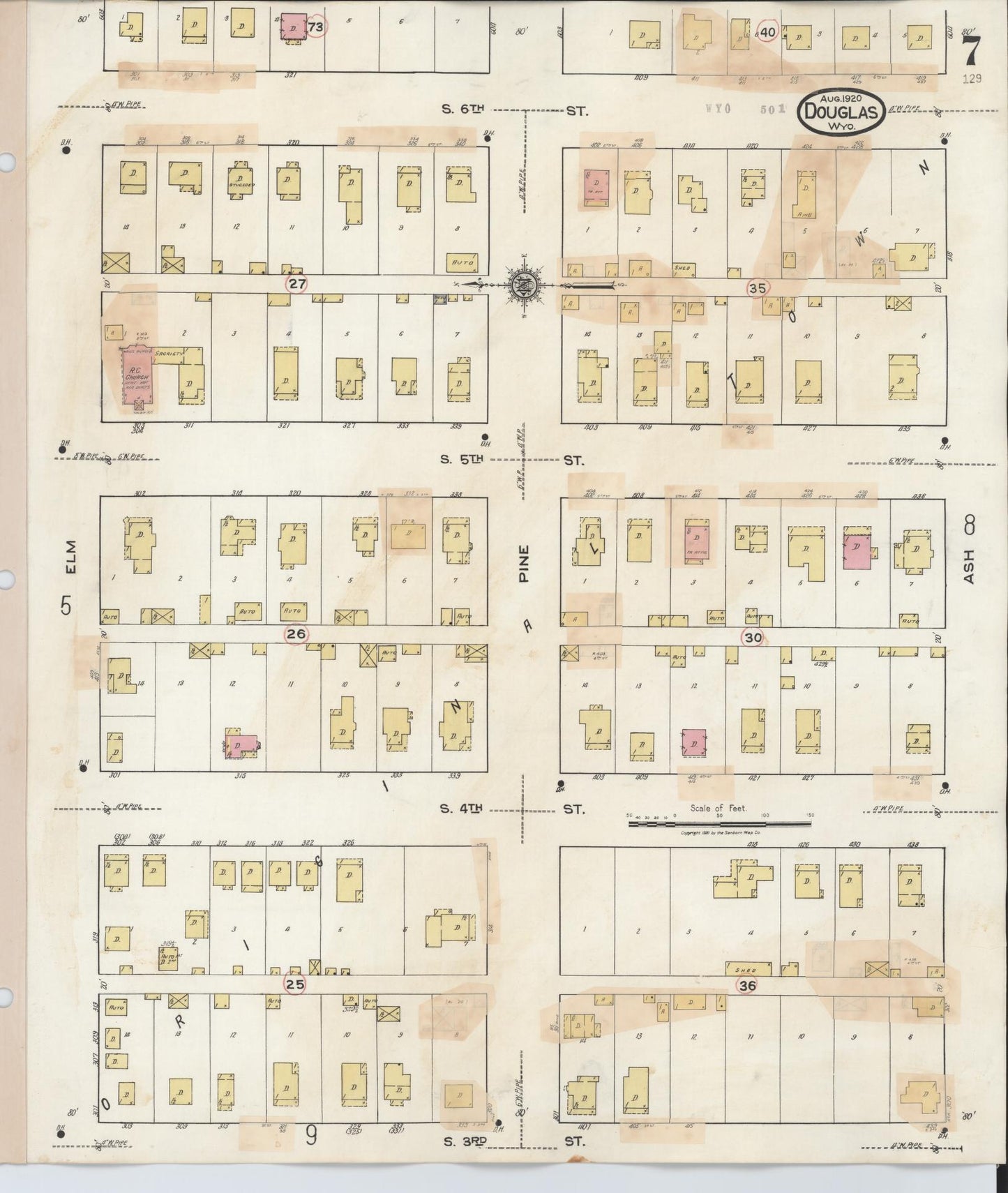 Sanborn Fire Insurance Map from Douglas, Converse County, Wyoming (1944), Sheet #0007 - Complete Map Set gallery image, historic Sanborn map, vintage wall art, Wyoming Wyoming
