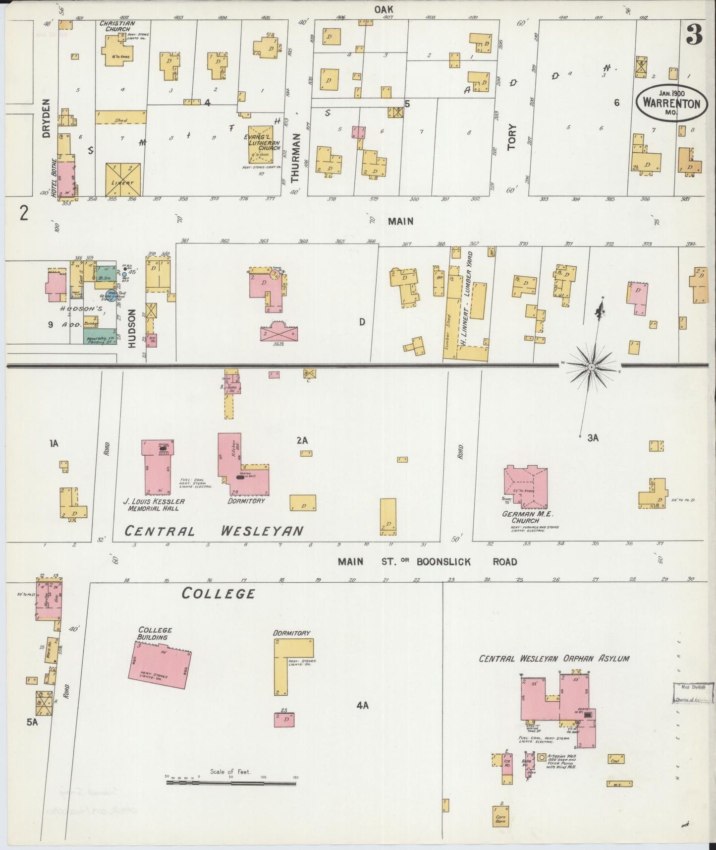 Sanborn Fire Insurance Map from Warrenton, Warren County, Missouri (1900), Sheet #0003 - Complete Map Set gallery image, historic Sanborn map, vintage wall art, Missouri Missouri