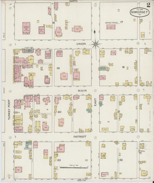 Sanborn Fire Insurance Map from Somerset, Somerset County, Pennsylvania (1887), Sheet #0002 - Historic Sanborn Fire Insurance Map Print, vintage old map wall art, antique decor, genealogy gift, Pennsylvania Pennsylvania map