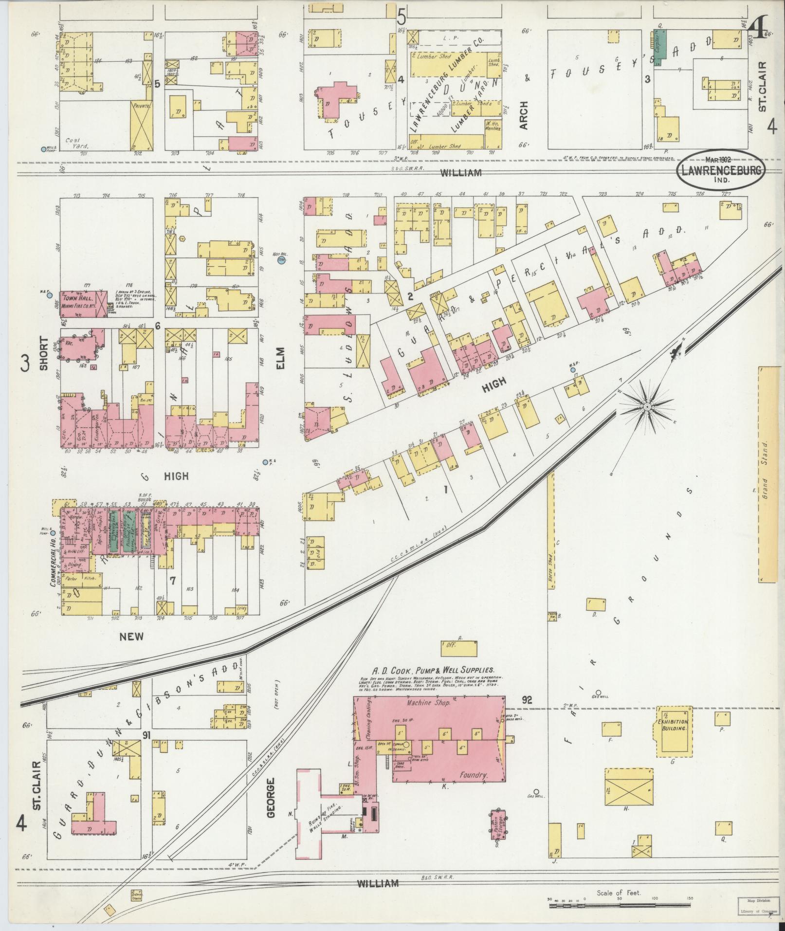 Sanborn Fire Insurance Map from Lawrenceburg, Dearborn County, Indiana (1902), Sheet #0004 - Complete Map Set gallery image, historic Sanborn map, vintage wall art, Indiana Indiana
