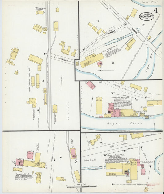 Sanborn Fire Insurance Map from Newport, Sullivan County, New Hampshire (1899), Sheet #0004 - Historic Sanborn Fire Insurance Map Print, vintage old map wall art, antique decor, genealogy gift, New Hampshire New Hampshire map