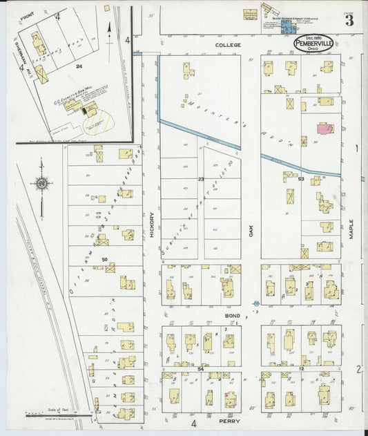 Sanborn Fire Insurance Map from Pemberville, Wood County, Ohio (1920), Sheet #0003 - Historic Sanborn Fire Insurance Map Print, vintage old map wall art, antique decor, genealogy gift, Ohio Ohio map