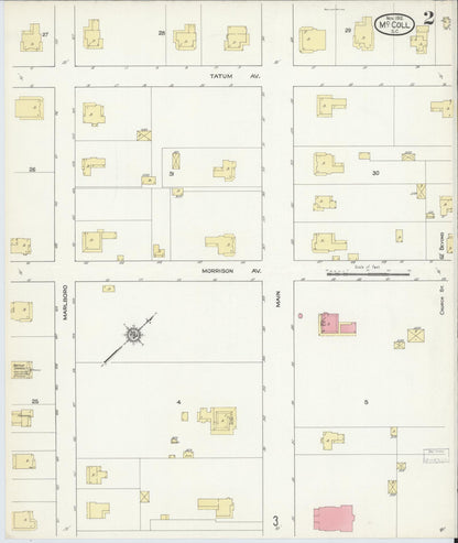 Sanborn Fire Insurance Map from McColl, Marlboro County, South Carolina (1912), Sheet #0002 - Complete Map Set gallery image, historic Sanborn map, vintage wall art, South Carolina South Carolina