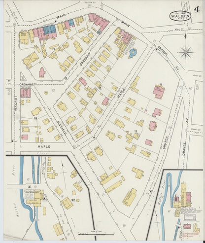 Sanborn Fire Insurance Map from Walden, Orange County, New York (1894), Sheet #0004 - Historic Sanborn Fire Insurance Map Print, vintage old map wall art, antique decor, genealogy gift, New York New York map